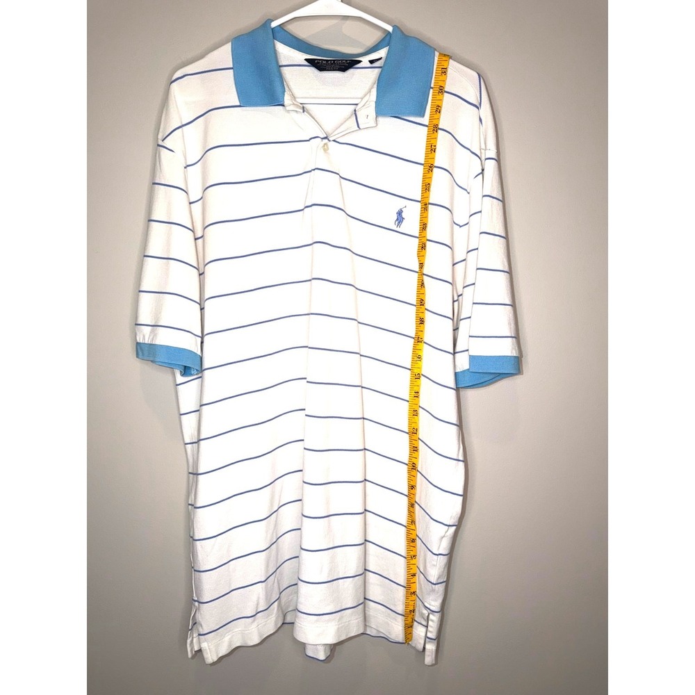Polo Ralph Lauren Striped Polo Shirt Blue White Pro Fit Classic XL - Picture 4 of 6